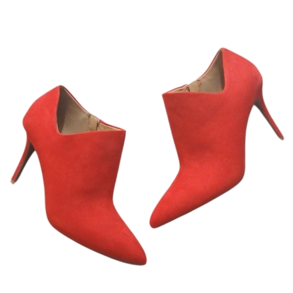 Jessica Simpson Averna Red Suede Ankle Boots Stiletto Heeled Booties size 7.5 - Picture 13 of 13